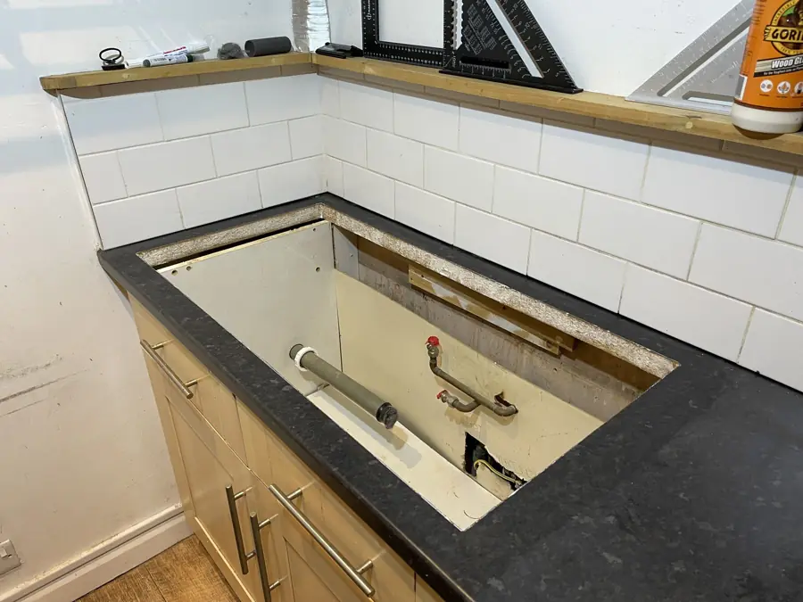 New worktop cut out for the sink