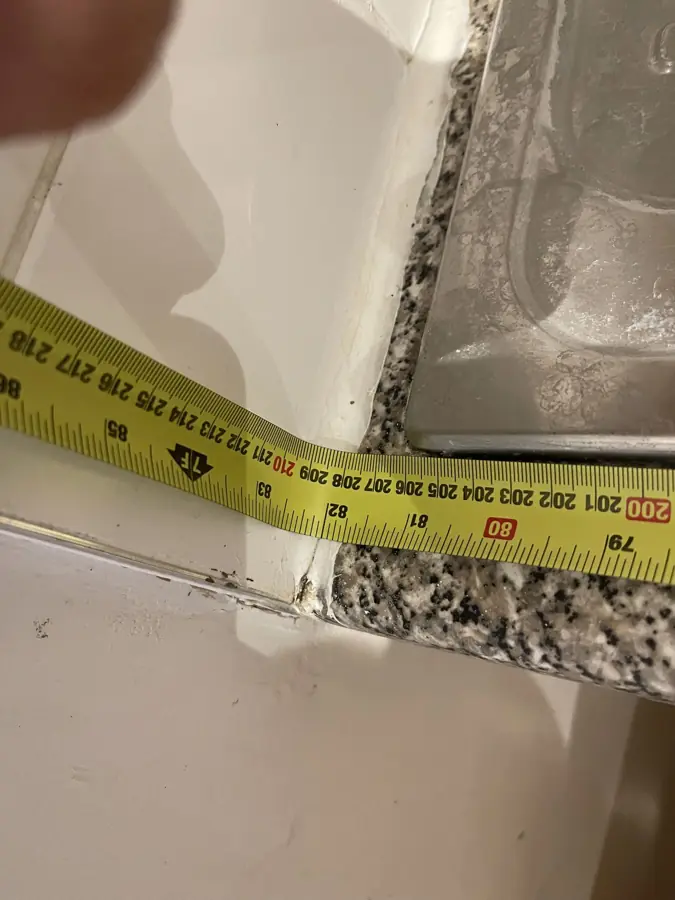 Measuring worktop depth