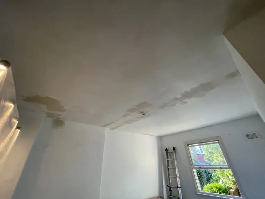 Ceiling staining near the window