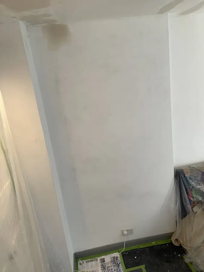 Staining tracking down a wall